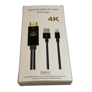 Lightning Digital AV Cable HDTV 4K for iPhone iPad Mirroring 1800mm